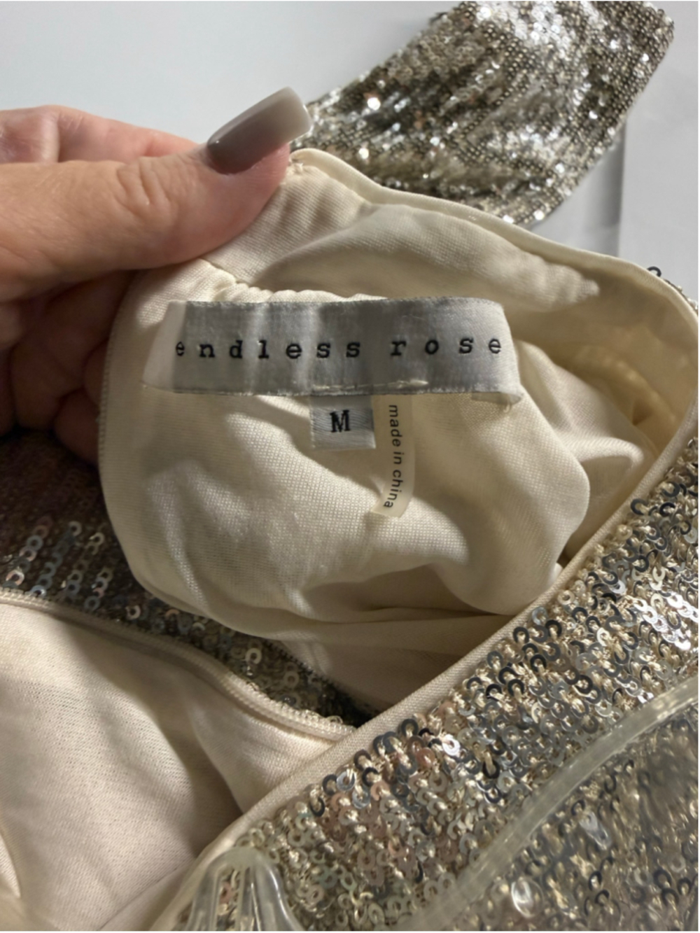 Women's endless rose Sequin Long Sleeve Blouse Gold Size M - Picture 4 of 5
